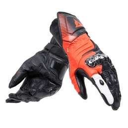 Carbon 4 Long motorcycle gloves Black/Fluo Red/White